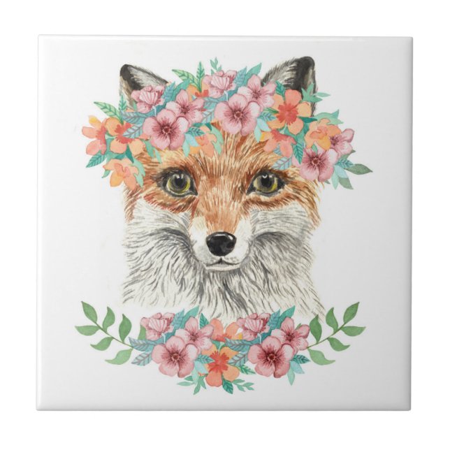Floral Fox Tile (Front)
