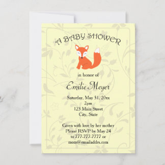 Floral Fox Woodland Baby Shower Invitation