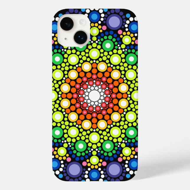 Floral Fractal Art Dotted Retro Mandala Case-Mate iPhone Case (Back)