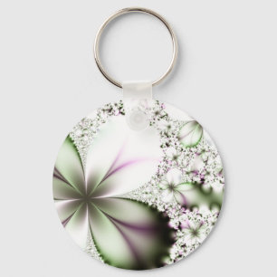 Floral Fractal Art Keychain