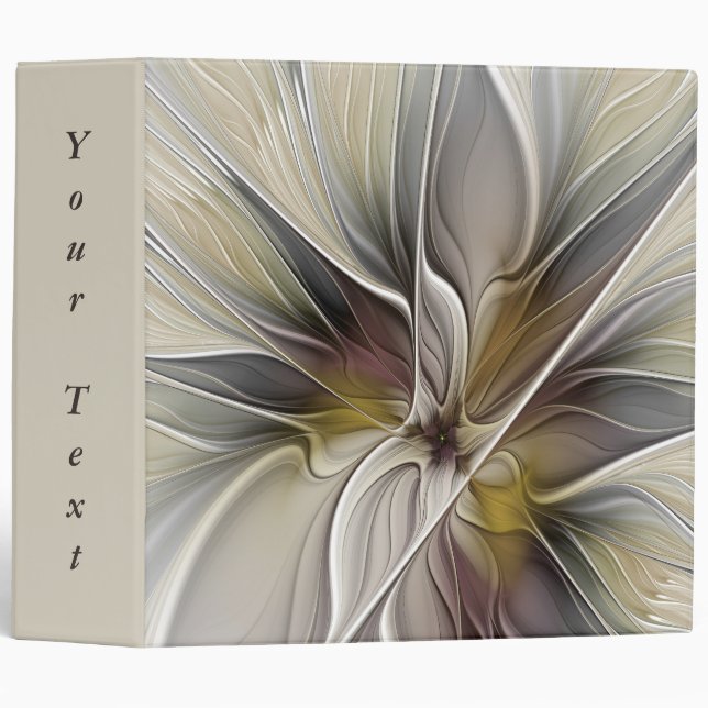 Floral Fractal, Fantasy Flower Earth Colours Text Binder (Front/Spine)