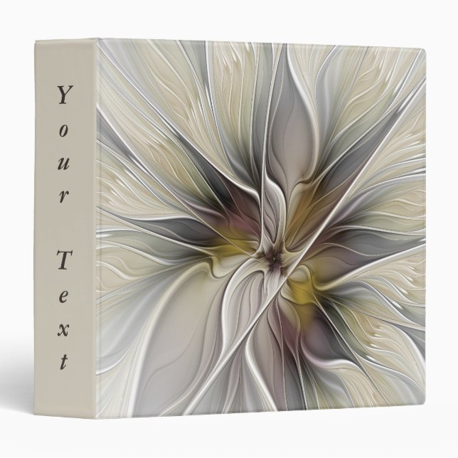 Floral Fractal, Fantasy Flower Earth Colours Text Binder (Front/Spine)