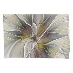 Floral Fractal, Fantasy Flower with Earth Colors Pillowcase