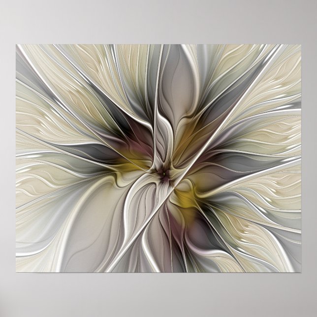 Floral Fractal, Fantasy Flower with Earth Colors Poster (Front)