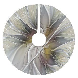 Floral Fractal, Fantasy Flower with Earth Colours Brushed Polyester Tree Skirt