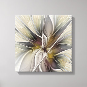 Floral Fractal, Fantasy Flower with Earth Colours Canvas Print