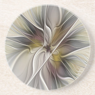 Floral Fractal, Fantasy Flower with Earth Colours Coaster