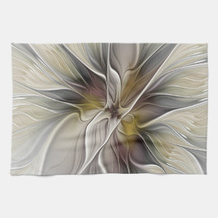 Floral Fractal, Fantasy Flower with Earth Colours Kitchen Towel