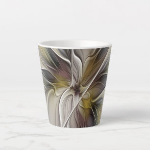 Floral Fractal, Fantasy Flower with Earth Colours Latte Mug