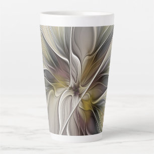 Floral Fractal, Fantasy Flower with Earth Colours Latte Mug