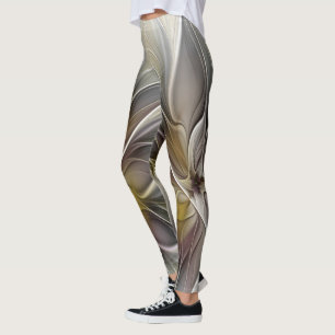 Floral Fractal, Fantasy Flower with Earth Colours Leggings