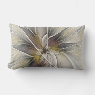 Floral Fractal, Fantasy Flower with Earth Colours Lumbar Pillow