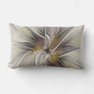 Floral Fractal, Fantasy Flower with Earth Colours Lumbar Pillow