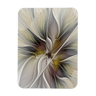 Floral Fractal, Fantasy Flower with Earth Colours Magnet