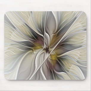 Floral Fractal, Fantasy Flower with Earth Colours Mouse Pad