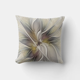 Floral Fractal, Fantasy Flower with Earth Colours Outdoor Pillow