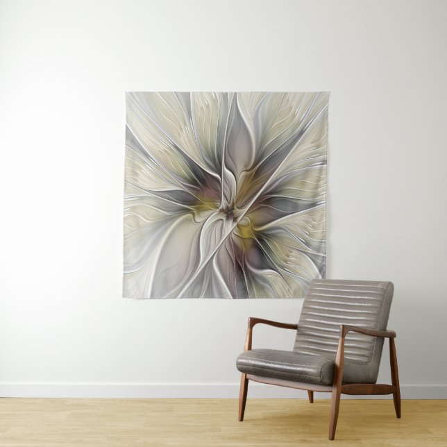 Floral Fractal, Fantasy Flower with Earth Colours Tapestry (In Situ)