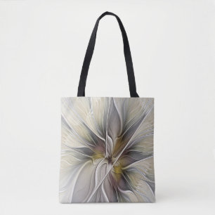 Floral Fractal, Fantasy Flower with Earth Colours Tote Bag