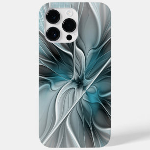 Floral Fractal Modern Abstract Flower Blue Grey Case-Mate iPhone 14 Pro Max Case