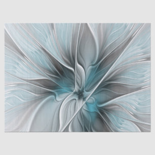 Floral Fractal Modern Abstract Flower Blue Grey Tissue Paper