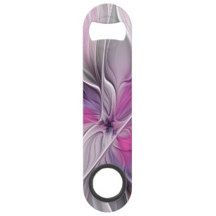 Floral Fractal Modern Abstract Flower Pink Grey Bar Key