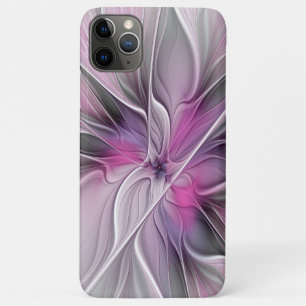 Floral Fractal Modern Abstract Flower Pink Grey iPhone 11 Pro Max Case