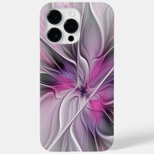 Floral Fractal Modern Abstract Flower Pink Grey Case-Mate iPhone 14 Pro Max Case