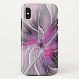 Floral Fractal Modern Abstract Flower Pink Grey Case-Mate iPhone Case