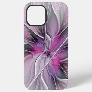 Floral Fractal Modern Abstract Flower Pink Grey iPhone 12 Pro Max Case