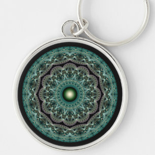 Floral fractal ornament keychain