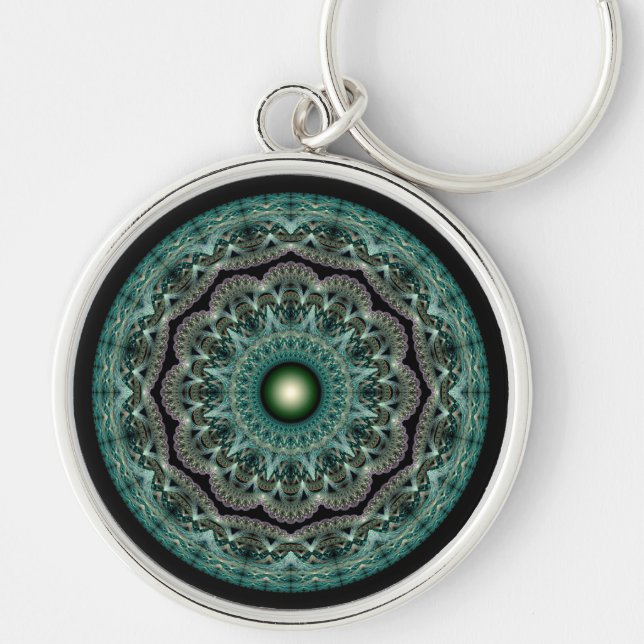 Floral fractal ornament keychain (Front)