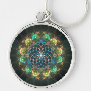 Floral fractal ornament keychain