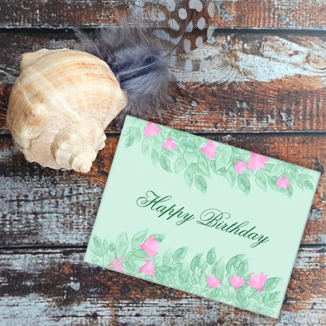 Floral frame border Happy Birthday. Floral arrange Holiday Postcard (Creator Uploaded)
