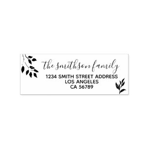Floral Frame Botanical Signature Family Leaves Rubber Stamp
