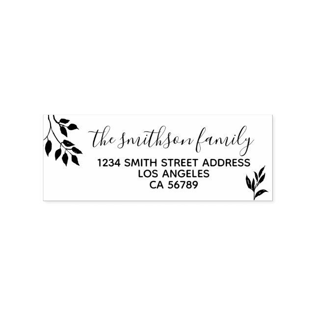 Floral Frame Botanical Signature Family Leaves Rubber Stamp (Imprint)