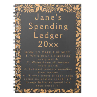 Floral Frame Budget Ledger Beginner Notebook