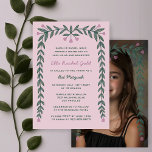 Floral Frame Custom Photo Bat Mitzvah Girl Invitation<br><div class="desc">Perfect card to announce a bat mitzvah, bar mitzvah or other Jewish celebration! Hand drawn art for you on the front and back side! FULLY CUSTOMIZABLE! Click on “Personalize” above to edit the text and add your photo to the back side. Click "edit using design tool" to adjust the fonts,...</div>