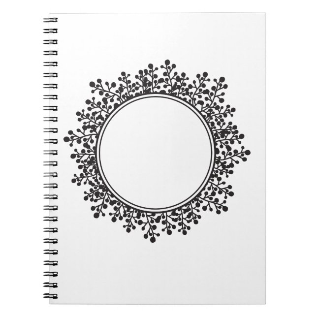Floral Frame Customizable Name Monogram Notebook (Front)