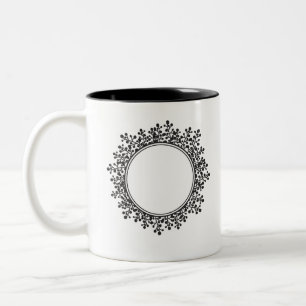 Floral Frame Customizable Name Monogram Two-Tone Coffee Mug