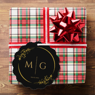 Floral Frame Elegant Personalized Monogram Ornament Card