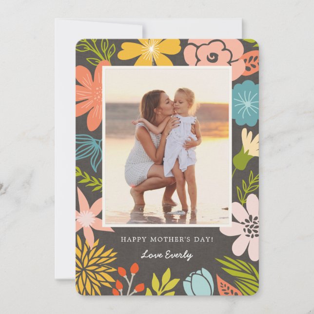 Floral Frame Fête des Mères Carte photo (Devant)