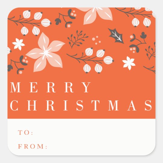 Floral Frame Holiday Gift Tag Sticker