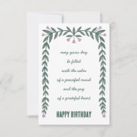 Floral Frame Inspirational Mindful Happy Birthday 