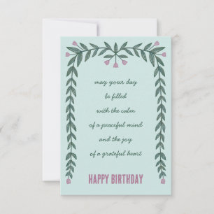 Floral Frame Inspirational Mindful Happy Birthday  Card