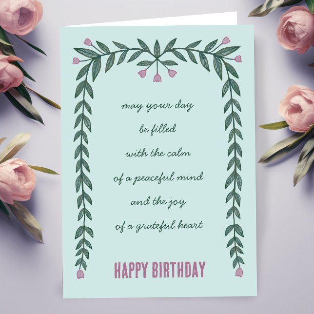 Floral Frame Inspirational Mindful Happy Birthday  Card (Floral Frame Inspirational Mindful Happy Birthday Card
)