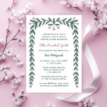 Floral Frame Modern Custom Bar Bat Mitzvah Girl Invitation<br><div class="desc">Perfect card to announce a bat mitzvah, bar mitzvah or other Jewish celebration! Hand drawn art for you on the front. FULLY CUSTOMIZABLE! Click on “Personalize” above to edit the text. Click "edit using design tool" to adjust the fonts, colours and placements and to add a back side design if...</div>