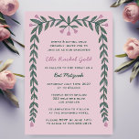 Floral Frame Modern Custom Bar Bat Mitzvah Girl Invitation<br><div class="desc">Perfect card to announce a bat mitzvah, bar mitzvah or other Jewish celebration! Hand drawn art for you on the front. FULLY CUSTOMIZABLE! Click on “Personalize” above to edit the text. Click "edit using design tool" to adjust the fonts, colours and placements and to add a back side design if...</div>