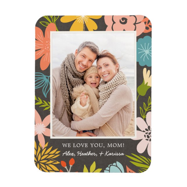 Floral Frame Photo Magnet (Vertical)