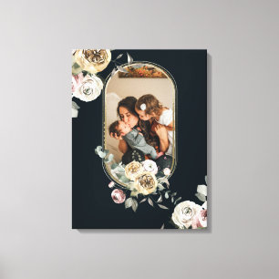Floral Frame Photo Personalized Canvas Print