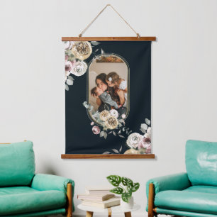 Floral Frame Photo Personalized Hanging Tapestry